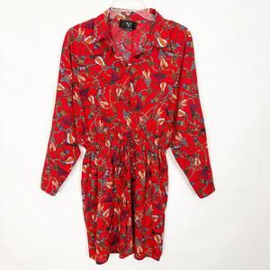 AX Paris Tribal Print Long Sleeve Red Dress Size 10